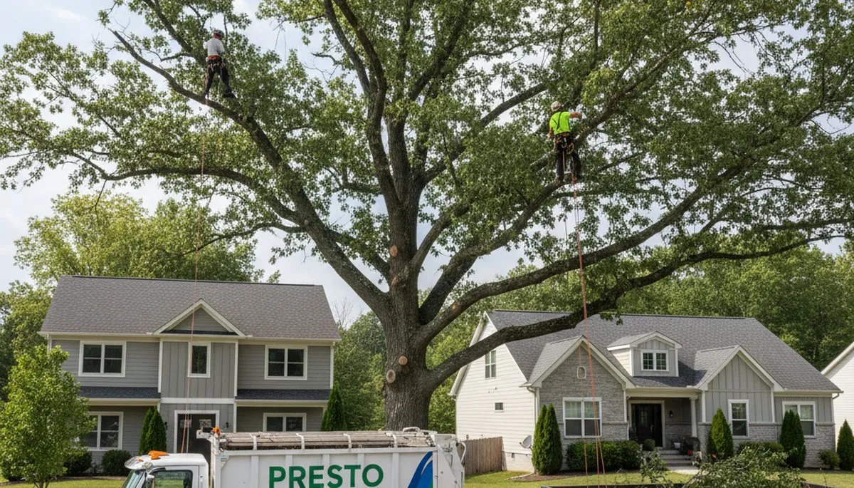 Professional tree removal service in Pittsburgh, PA safely cutting large oak branches